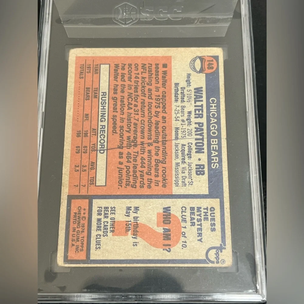 1976 Topps Football #148 Walter Payton Chicago Bears RC Rookie HOF SGC 1 - Picture 3 of 4